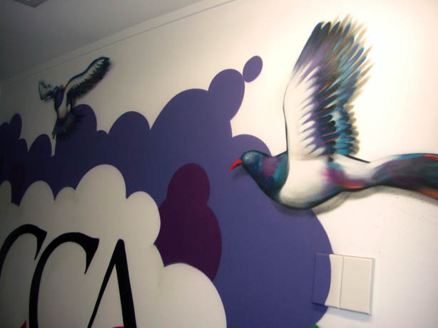 graffiti mural for Coca-Cola Amatil NZ Oasis offices by Auckland artist