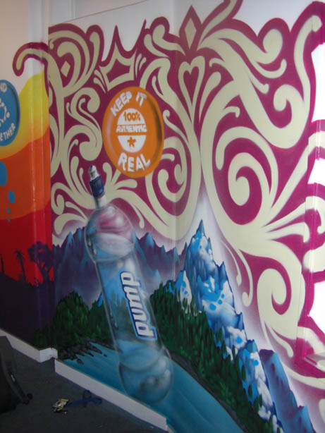 graffiti art mural for Coca-Cola Amatil NZ Oasis offices by Auckland artist