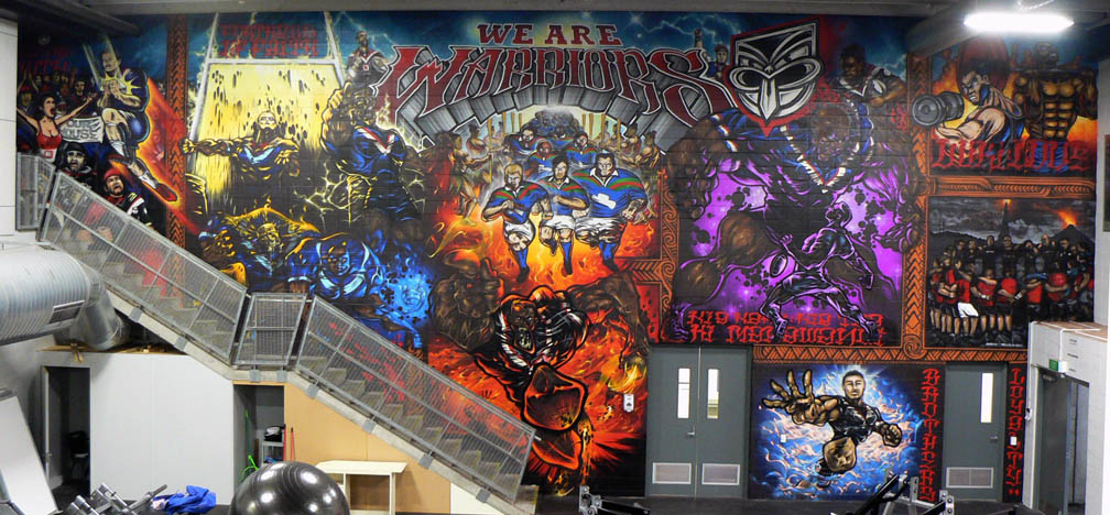 vodafone Warriors NRL graffiti art mural
