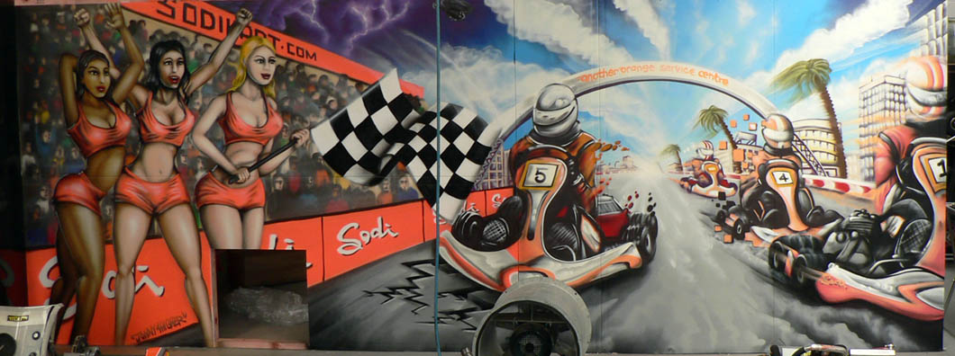 Sodi Racing Team Karts workshop interior wall mural