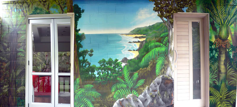 Backyard forest mural NZ