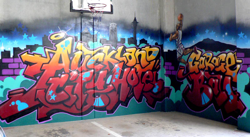 Auckland City Hotel NZ graffiti art